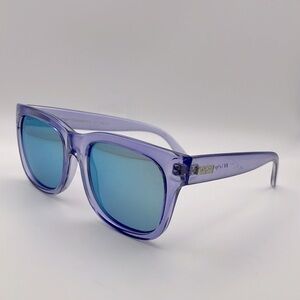 Purple Sunglasses with Blue Lenses